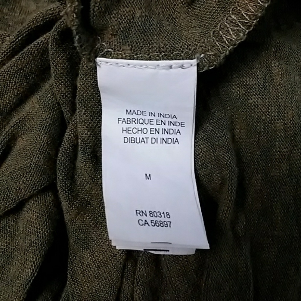 Lucky Brand Olive Blouse with Blue Embroidery - Picture 5 of 6